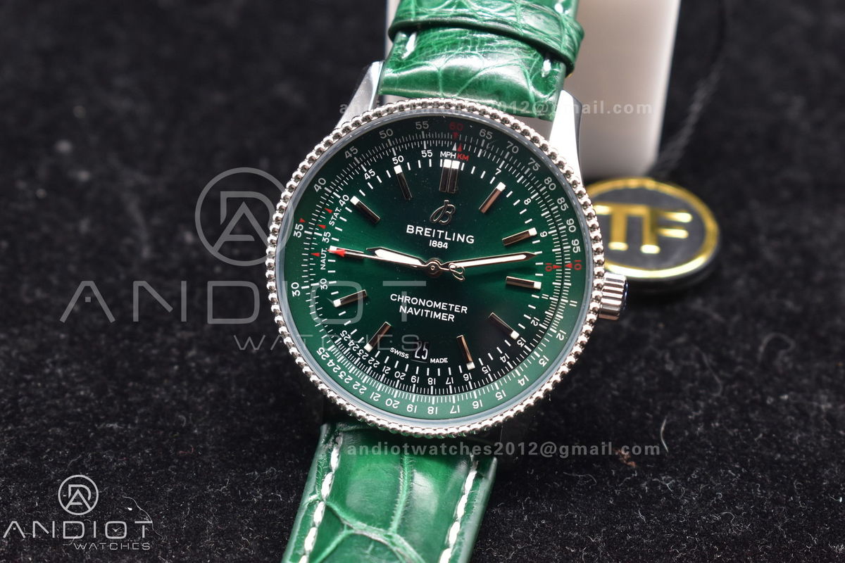 Navitimer  41mm TF 1:1 Best Edition Green Dial on Leather A2824